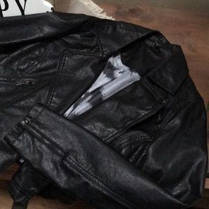 Faux leather moto jacket